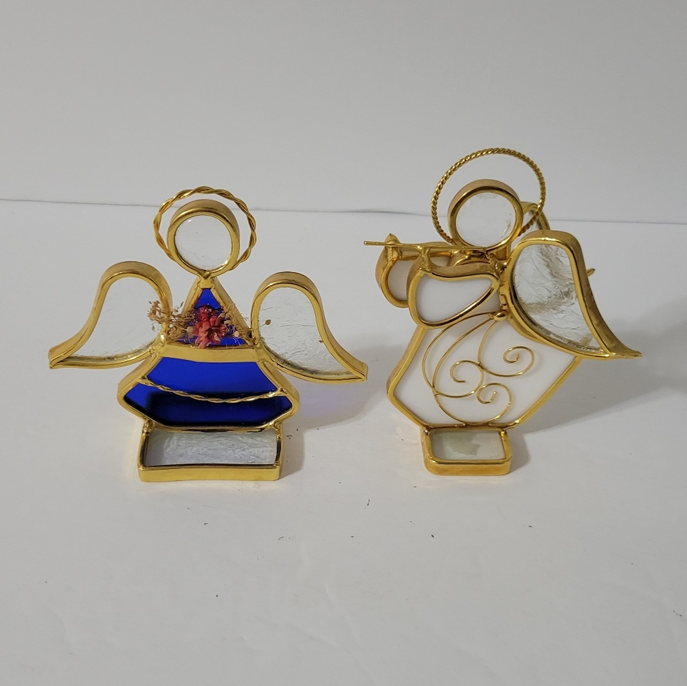 Vintage Stain Glass Angels Figurines